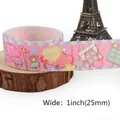 Pink 1 inch 25mm cartoon rib ribbon with heart and furniture patterns for DIY crafts - Pink Furniture Heart Pattern (14)