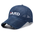 Navy blue breathable mesh baseball cap with white FARD embroidery for summer sports - Navy Blue / Adjustable