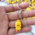 Cute yellow duck keychain with soft rubber texture and metal ring for party favors - Little Yellow Duck 1Pc