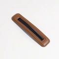 Brown PU leather hair clip with hollow rectangle design and fine stitching detail - Brown Leather