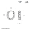 Vista dettagliata dei cerchi in argento sterling S925 con zirconi 5A e dimensioni esatte - Argento (6.5mm)