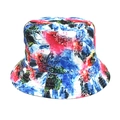 Dettaglio del cappello a secchiello colorato con stampa astratta tie-dye e cuciture - M(56-58cm) / Spray Astratto Blu Rosso Verde (2#)