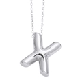Balloon letter X pendant necklace in polished silver finish with a 3D inflatable effect - Letter X