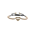 Adjustable woven cord bracelet with heart-shaped zircon pendant in tricolor beads - Mixed Color Chain