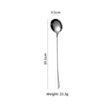 Polished stainless steel long handle spoon, 19.1cm length with 3.5cm wide round head - 304 Steel-Long Handle Ice Round Spoon