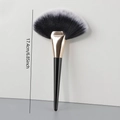 Large fan-shaped makeup brush with black and white gradient bristles and a 17.4cm black handle - Tapered Black Handle (Large Fan)