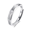 Minimalist S925 sterling silver open ring featuring a single sparkling round zircon - Adjustable Open / Men's Style (FDJZ-365)