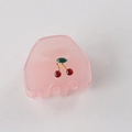 Pince à cheveux rose en résine avec motif cerise en cristal pour look automnal - Rose