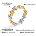 Detailed size and specs of the gold-silver two-tone star ring in stainless steel - Gold and Silver Mixed Style (YYR025230-M)