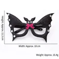 Detailed dimensions of bat-shaped Halloween glasses with black glitter and pink bow - Bat Bow Rhinestone