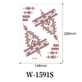 Waterproof henna lace tattoo sticker in reddish brown with floral patterns, 208x148mm - Reddish Brown Henna Geometric (W-1591S)