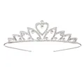 Couronne princesse argentée pour filles avec strass en forme de cœur et cristaux, No. 11 - Élégante couronne d'argent en forme de feuille de cœur (No. 11)