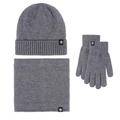 Winter 3-piece set with knitted hat, scarf and gloves in grey with ribbed texture - HX350 Neck Gaiter Set Dark Grey
