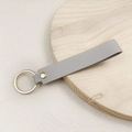 Minimalist grey leather keychain loop with polished gold rivet and round key ring - No.6 Light Grey