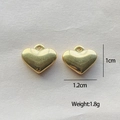 Pair of golden heart stainless steel charms for DIY jewelry 1cm x 1.2cm size - 11 Polished Heart