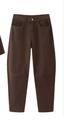 Pantaloni a gamba larga a vita alta slim fit in denim marrone caffè scuro - S / Jeans