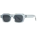 Retro-Rechteck-Sonnenbrille mit transparentem hellgraublauen Rahmen und dunklen Gläsern - Durchscheinender grauer Rahmen Graues Glas