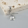 Silver stainless steel belly button ring featuring clear round heart-cut cubic zirconia - Single Round Zircon / 1.6x10mm(14G)