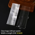 Clear heat seal food bags 5.5x15cm size, 100 piece pack for candy and snacks - 5.5x15cm