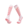 Pink and white merino wool ski socks with geometric patterns and reinforced heels - 8213 Sakura Pink/Leather Pink