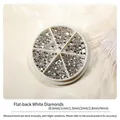 Flatback white rhinestones set in 6-grid box with sizes from 0.6mm to 4mm for DIY nail art - Flatback White Rhinestones