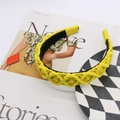 Handmade woven cotton headband in yellow, bohemian braided hair accessory for women - Yellow