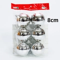 6er-Set glänzende 8cm silberne Weihnachtskugeln für die Tannenbaumdekoration - 6 Stück/Packung (8cm) / Glänzendes Silber