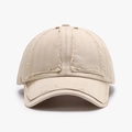 Beige distressed baseball cap featuring vintage washed fabric and frayed stitching details - Beige (23A052)