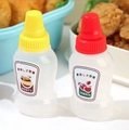 Mini honey and tomato sauce squeeze bottles for bento with colorful labels - Tomato & Honey Sauce Bottles
