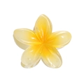 Gradient yellow and white plumeria flower hair claw clip with a glossy finish - Lemon Yellow-8cm