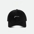 Black cotton baseball cap featuring white 'me' embroidery with a minimal structured crown - Me Embroidery Cap-Black