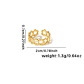 Detailed view of 18K gold plated hollow honeycomb ring with dimensions and weight info - Adjustable Open / Honeycomb Hollow Style (TYGR0257)