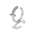 Ear cuff in argento a forma di T con zirconi incastonati e design aperto minimalista - EGJ0141 Argento