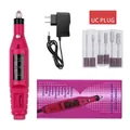 Kit fresa per unghie elettrica rosa con 6 punte e adattatore US per manicure professionale - A016-3 Spina US Rosso Rosa In Scatola
