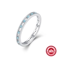 S925 Sterling silver ring with vintage turquoise stones and elegant floral design - US 7 / White Gold #7 (Sky Blue Stone Slim Band)
