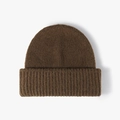 Gorro de punto acanalado marrón oscuro grueso y cálido con dobladillo para invierno - Talla única / Caramelo