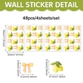 Set di 48 adesivi murali con limoni e fiocchi ad acquerello per decorazione casa - Stile Fiocco Limone (CT24Y11749T_T) / 20x30cm (4 Fogli)