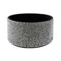 Wide black silicone boot with rows of crystal rhinestones for travel tumblers and water bottles - Silver Rhinestone/Black Sleeve