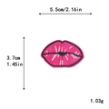 Pink lips embroidery patch with black edges and size guide on white background - Pink Lips GZ-0441