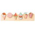 Wooden montessori puzzle with colorful dessert and fruit shapes for baby early education - Desserts