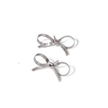 Elegant silver bow stud earrings with textured snake chain detail for women - Earrings / Steel