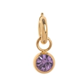 Gold-plated pendant earring featuring a vibrant round faceted purple zircon gemstone - June Birthstone Pendant/Purple