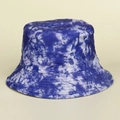 Bob tie-dye bleu et blanc en toile de coton avec protection solaire double face - M (56-58cm) / Bleu et Violet