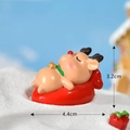 Miniature resin sleeping reindeer on red bag Christmas micro landscape, 4.4cm by 3.2cm - No. 10 Lying Reindeer