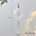 Acrylic Christmas snowflake ornament with white pearl and prism pendant, 21cm height - Onion Ball - Transparent