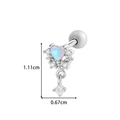 Opal heart stud earring with zircon pendant and screw ball back in steel finish - Crown Heart Pendant Style (921-10# Silver)
