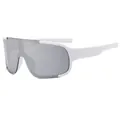 Fashionable white frame sports sunglasses with silver mirror lenses for outdoor cycling - White Frame Silver Mirror