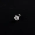Single sparkling round zircon stud earring in silver titanium steel with 4-prong setting - Flat Back Screw / 8mm / Steel