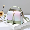 Pastel gradient Boston bag with lychee texture and golden hardware in mint green - Gradient Green