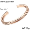 Elegante brazalete de acero de titanio oro rosa con incrustación de circón y textura única - Oro Rosa (KB73679-K)